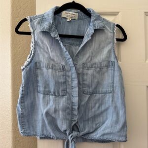 Cloth & Stone Denim Blue Sleeveless Button Down Shirt